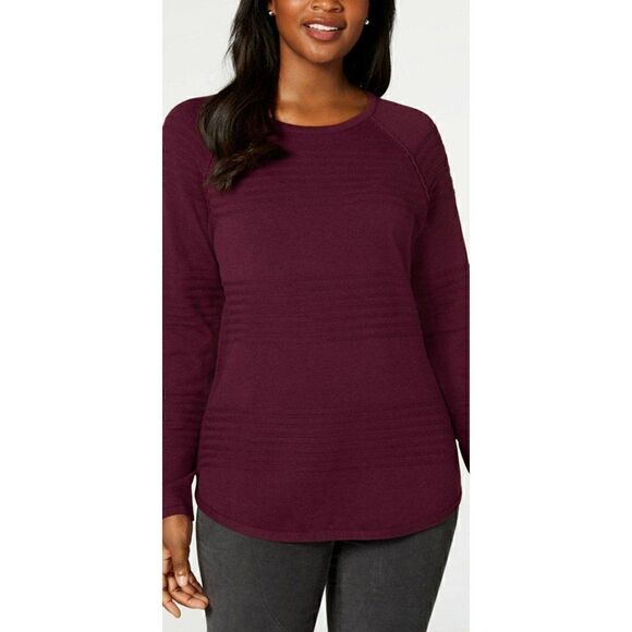 Petite Merlot Cotton Ribbed Relaxed Sweater Top XS‎ - Picture 1 of 8
